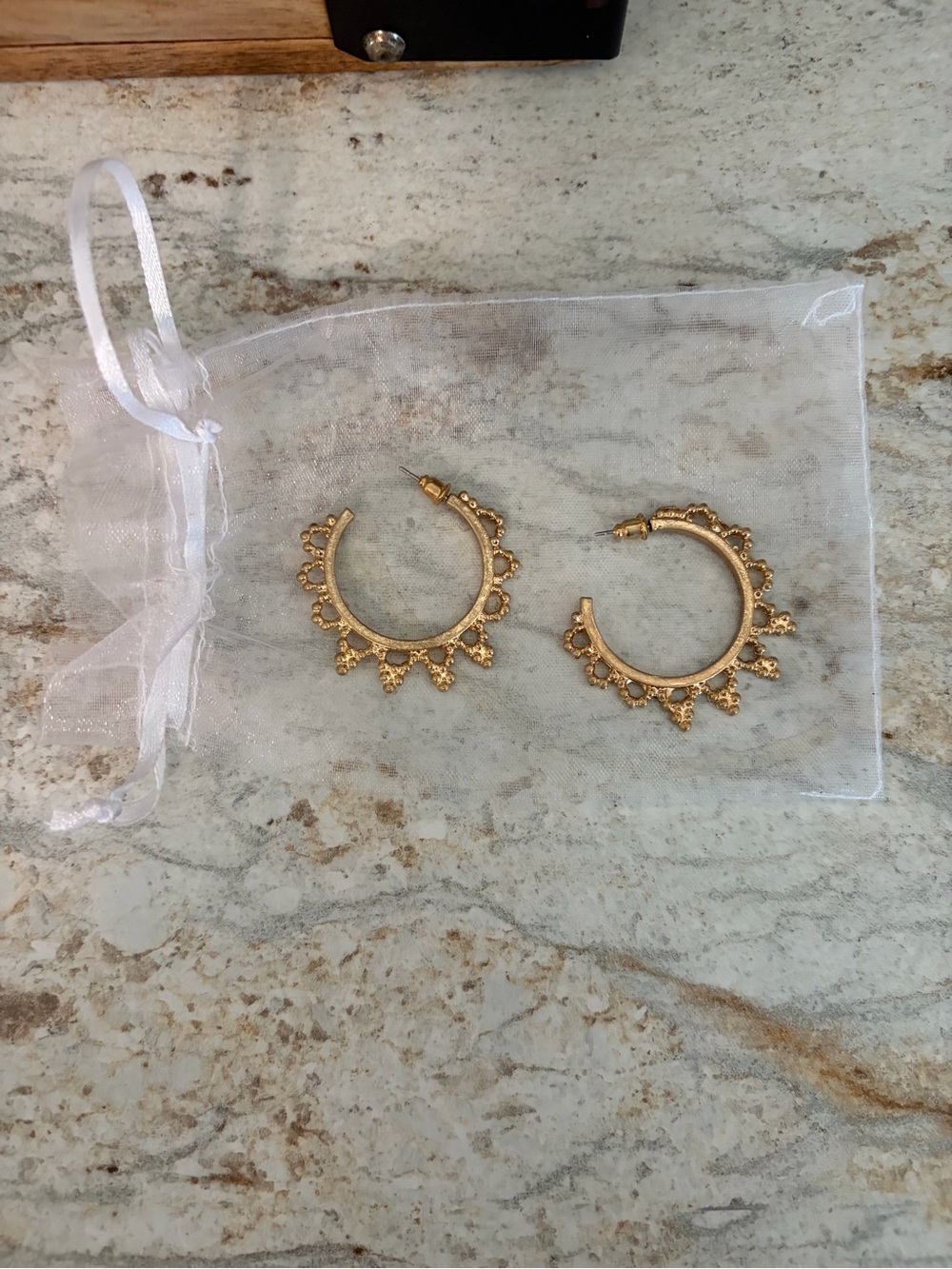 Plunder Gold Scalloped Sunburst Hoop Earrings